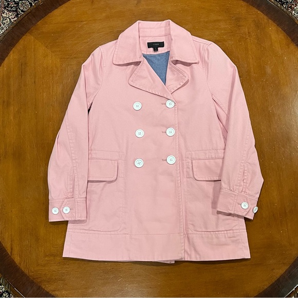 J.Crew Women’s Cotton Twill Double Breasted Peacoat Petal Pink Size 2 - Picture 2 of 16